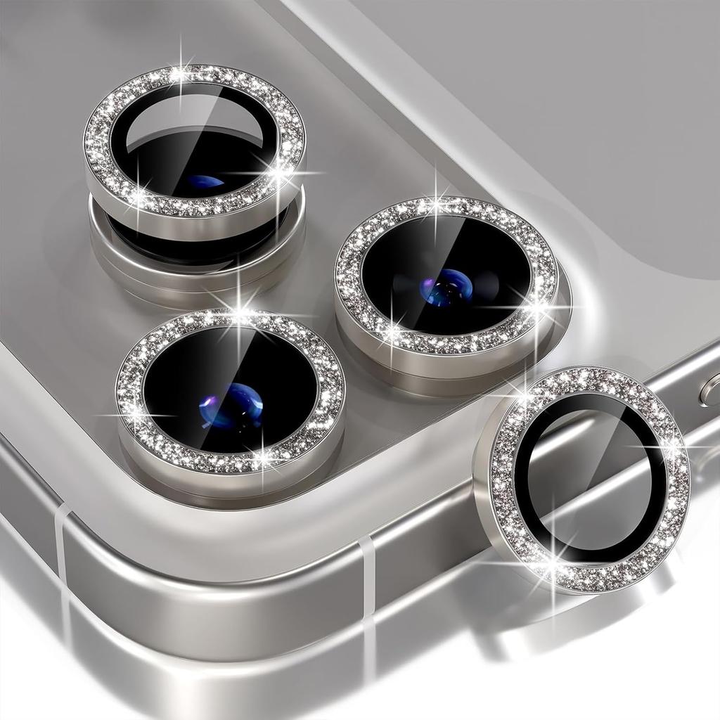 For iPhone 17 Pro Max 17Air 16 Metal Glitter Bling Lens Film HD Glass Camera Protective Cap For iPhone15 Camera Protector Ring 4