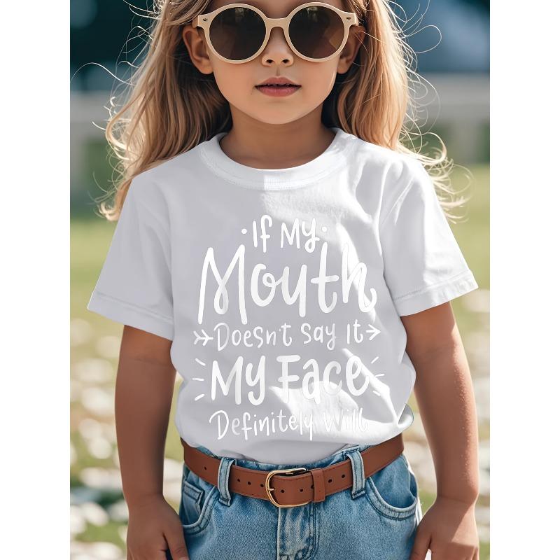 

European sizes Children Soft Breathable Say It, T-Shirt Boys & Girls Graphic Tee - Round Neck Shirt for Early Elementary - Birthday Party 164cm білий