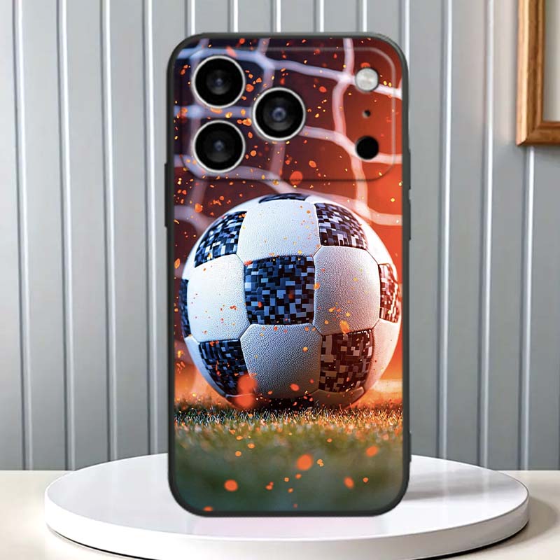 Fashionable football cool Phone Case For Apple iPhone 17 16 16E 15 14 13 12 11 Pro Max Plus Black Soft Silicone