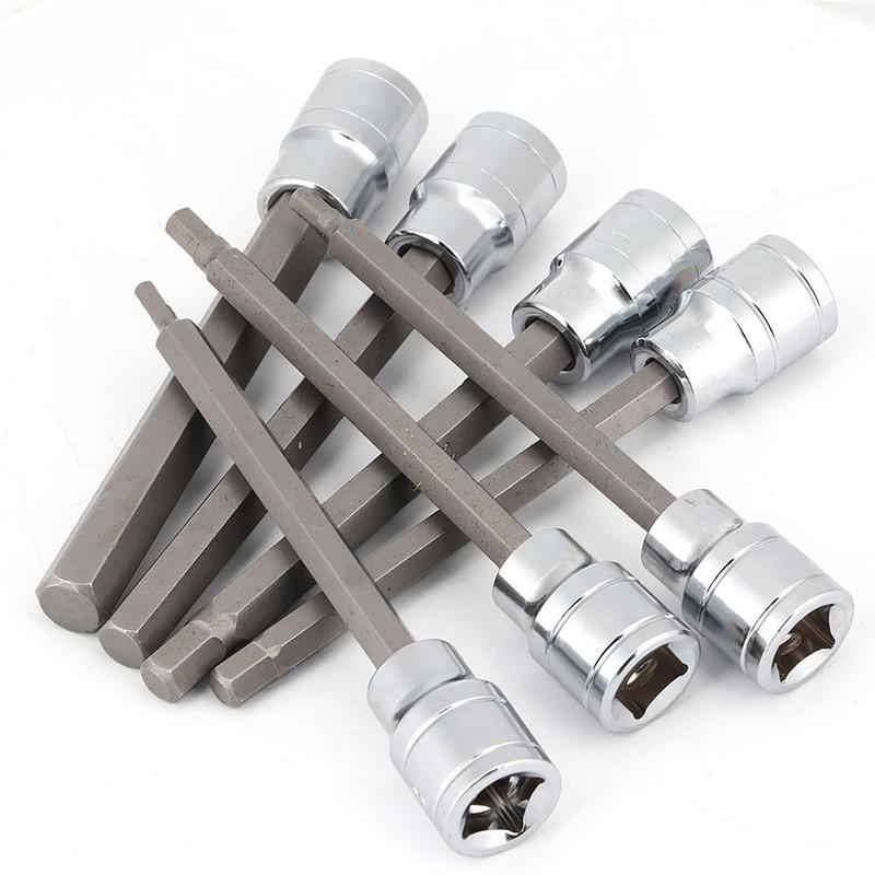 7Pcs Extra Long Hex Bit Socket Set 3/4/5/6/7/8/10 mm Drive Repair Tool Kit 10mm Hex Bit Socket
