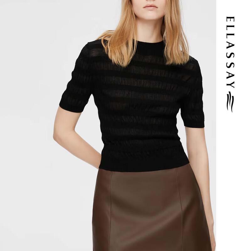 ELLASSAY Women's Spliced Knit Top