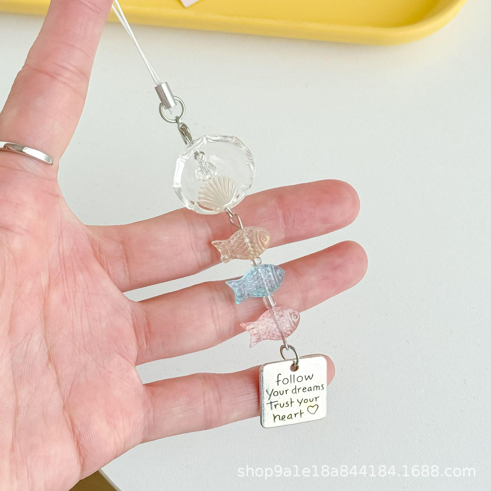ins wind small fish wind chimes small fresh and versatile mobile phone pendant ccd camera card book decoration DIY beaded bag pe