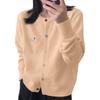 Women's Colorful Buttons Unique Design Dachshund Embroidered Round Neck Versatile Cardigan Knitted