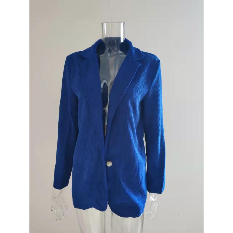 Women's Corduroy Open Front Blazer, Slim Fit Notched Lapel Jacket with Solid Color Design, Casual Office Wear for Business & Daily Use