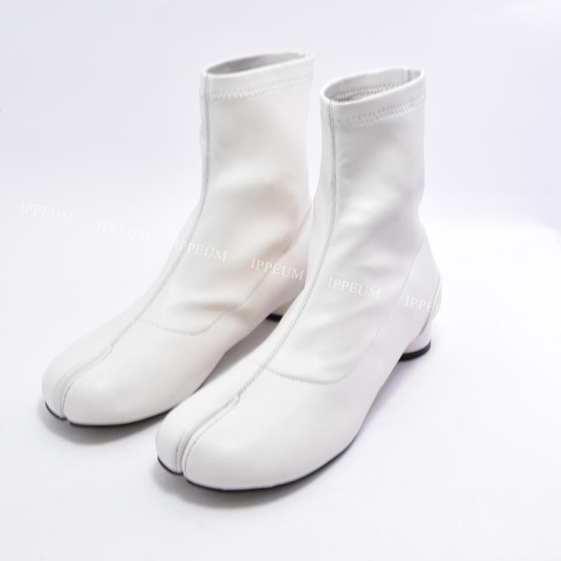 

Модные ботинки IPPEUM Tabi для женщин, черная искусственная кожа, большой размер 44, ботильоны, таби с раздельным пальцем, боты 230