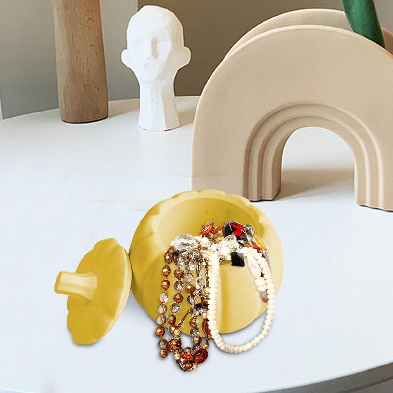 Halloween Pumpkin Jar With Lid Silicone Mold Jewelry Storage Box Mold DI Y Handmade Plaster Epoxy Resin Crafts Halloween Decor