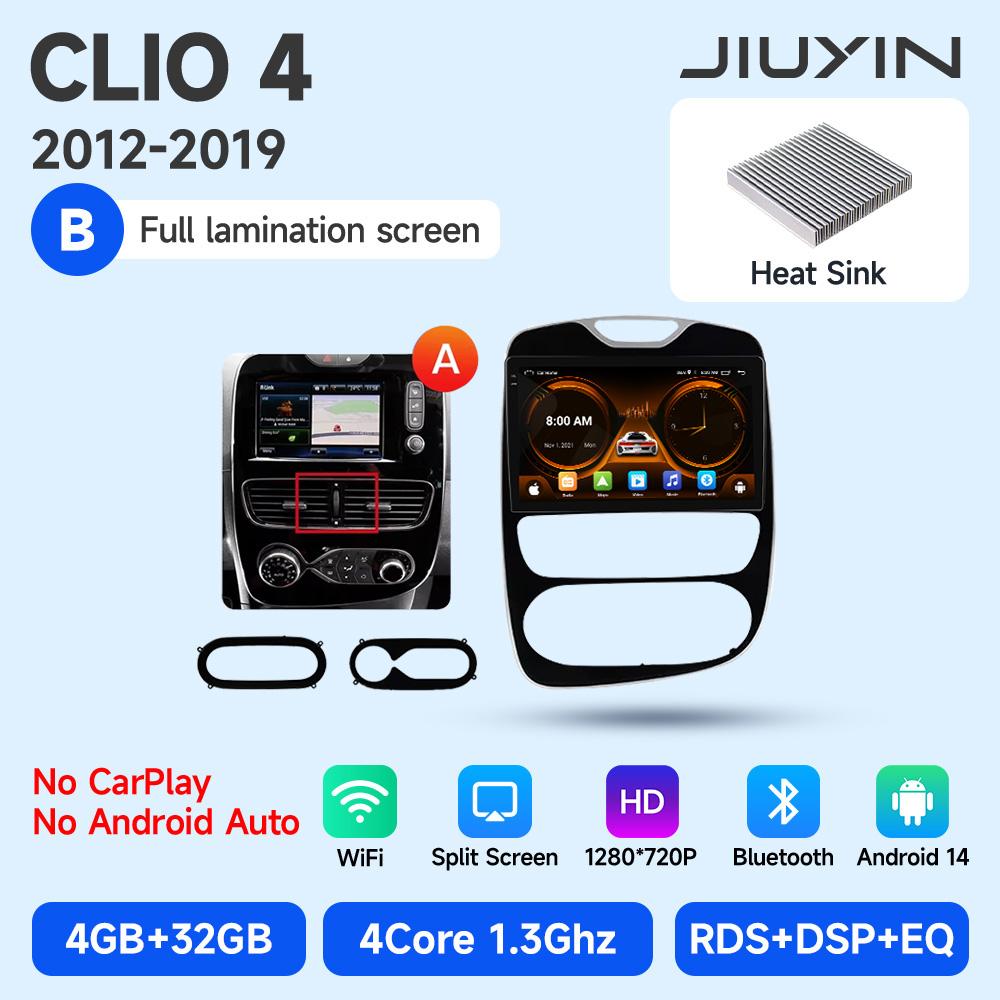JIUYIN Android 15 Wireless CarPlay Auto Car Radio For Renault Clio 4 ZOE 2012-2019 Intelligent Systems DSP SWC RDS GPS FM BT