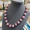 New Medieval Vintage Fashion Retro Design Old Material Pink Frog Skin Glazed Plum Blossom Necklace Beaded Earrings