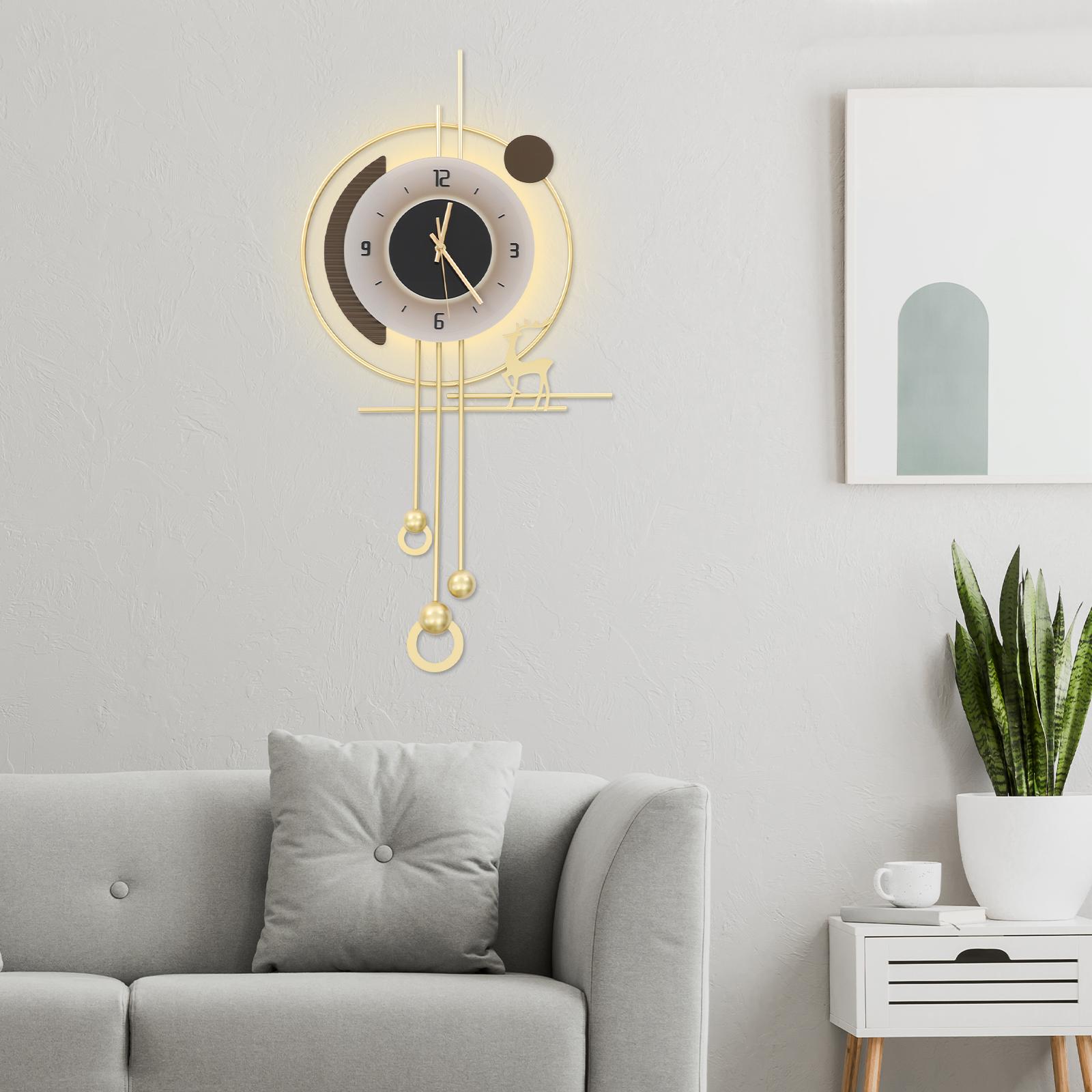 

Modern Gold Iron Wall Clock,Sound-Control 39x24x80 cm LED Lighting Wall Clock Battery Powered Wall-Mounted for Home,Bedroom золотой