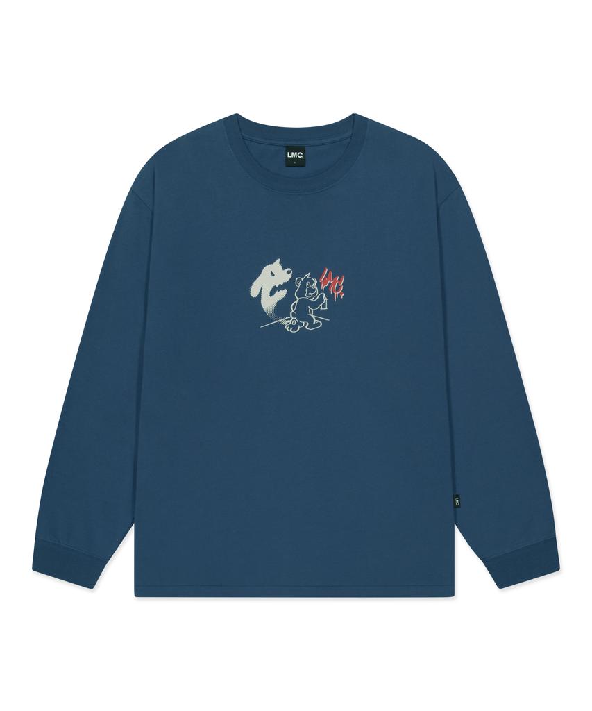 LMC Sketch Bear Long Slv Tee Vintage Blue