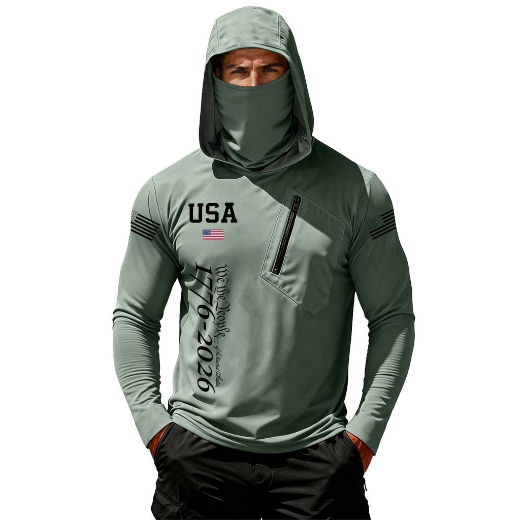 Camiseta Casual con Capucha de Manga Larga para Hombre con Protección Solar