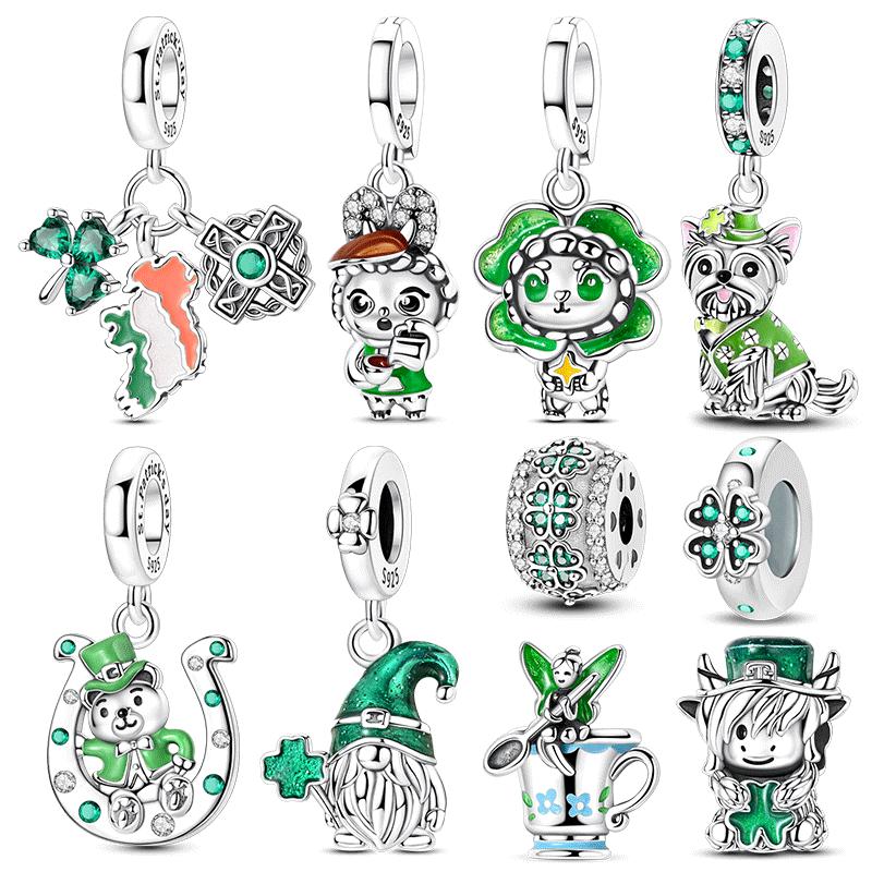 Copper Ireland St. Giorno di San Patrizio Trifoglio Leprechaun Ciondoli Perline Pendente Regalo Adatto Braccialetto Gioielli Fai da te Marcatura