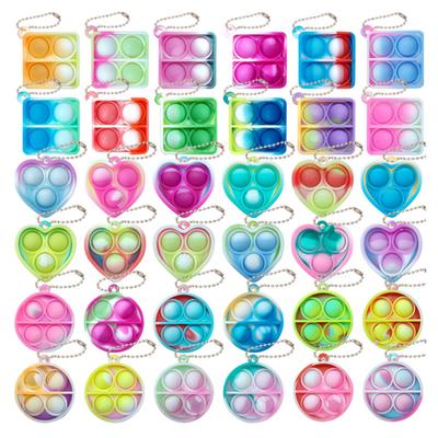 12 Pcs Zappeln Spielzeug Set Stress Relief Pop-up Blase mit Kette Mini Silikon Zappeln Spielzeug