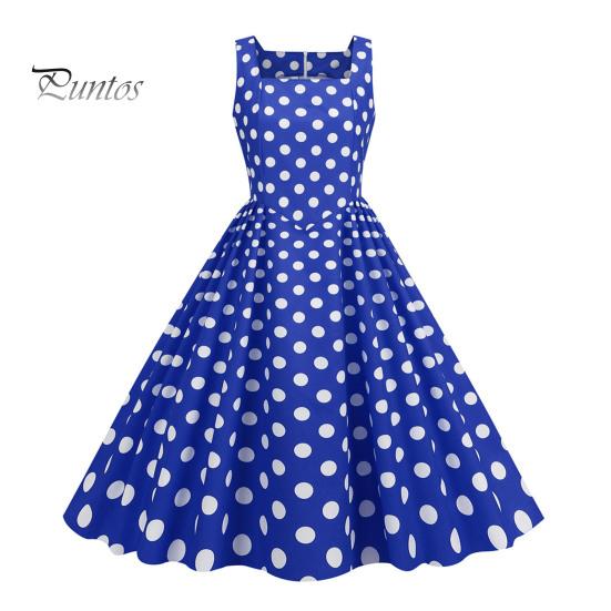 Vrouwenjurk Retro A-lijn Grote Swing Strak Hoge Taille Mouwloos Vierkante Hals Stippenprint Achterkant Rits Contrasterende Kleur 50s 60s Feest Bruiloft Prom Baljurk