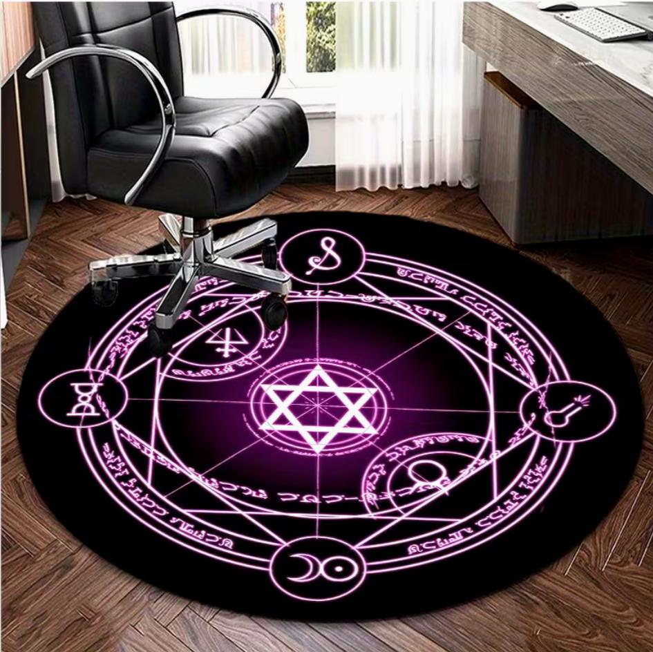 

Фиолетовый светящийся гексаграмма магический ковер противоскользящий мягкий легко чистится подходит для кабинетов или загородных домов добавляет мистическую атмосферу ковер для ежедневного использования 100cm