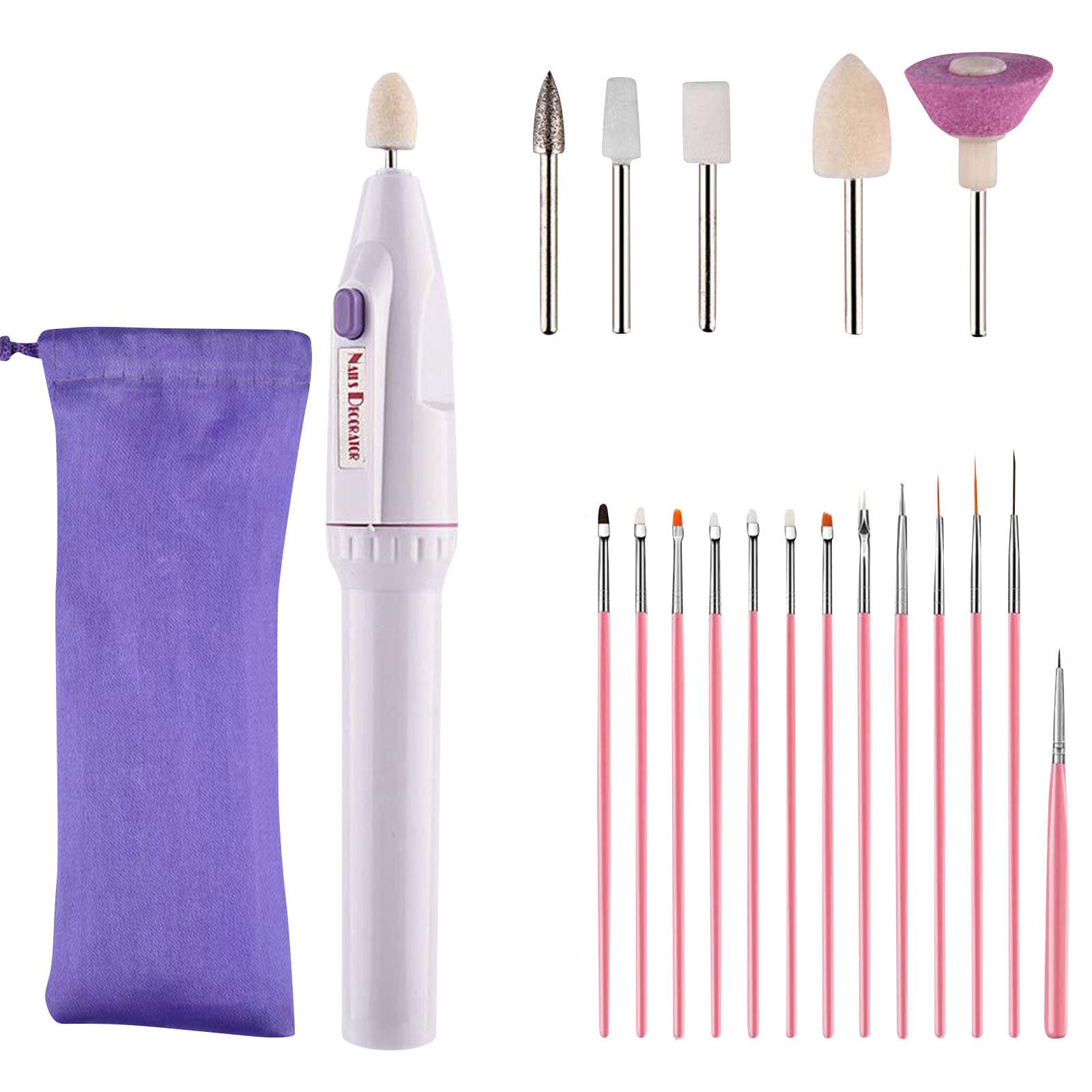 

22PCS Electric Nail Machine Pedicure Grinding Drill Bits + Brush Set One Size розовый