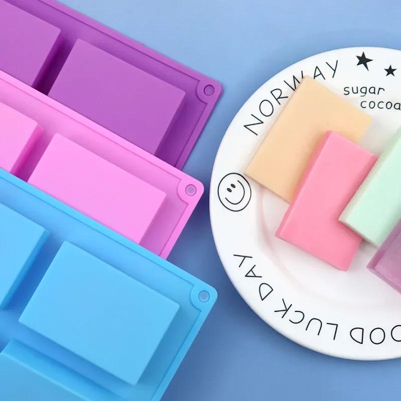 2024 New 6-chamber Rectangular Square Cake Silica Gel Baking Mold Manual Soap Mold DIY Ice Plate Jelly Cake Candy Chocolate Mold