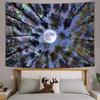 Trippy Moon Forest Ceiling Tapestry for Bedroom Aesthetic, Cool Psychedelic Trees Starry Night Galaxy Sky Tapestry Wall Hanging,