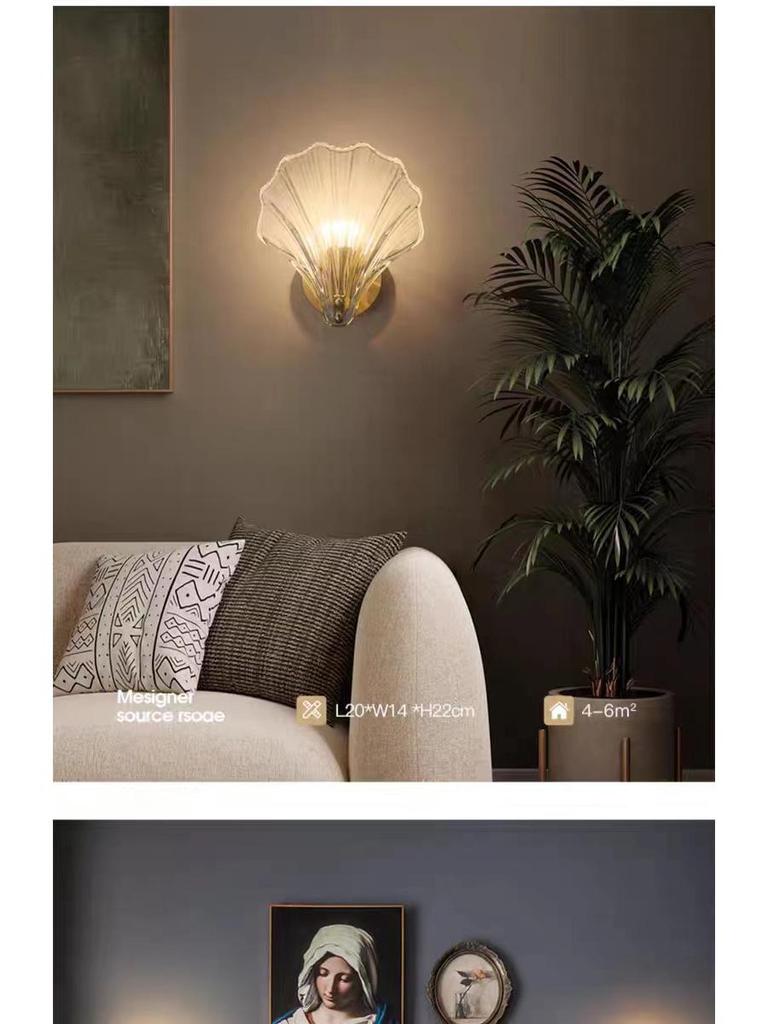 Nordic Style Luxury Crystal Glass Bedside Wall Lamp for Bedroom & Entrance