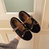 Large size retro fluffy shoes autumn and winter new velvet warm cotton shoes light mouth bow Mary Jane single shoes
