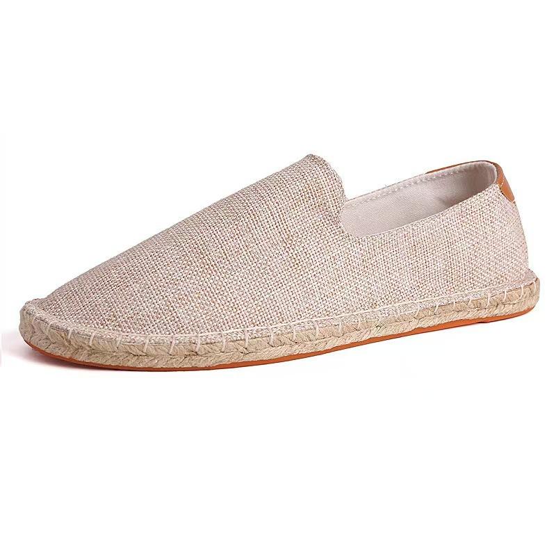 Verschleißfeste Canvas-Herrenschuhe atmungsaktiv faule Ein-Pedal-Gehschuhe Alt-Peking Leinen handgefertigte Stoffschuhe Freizeit-Board-Schuhe