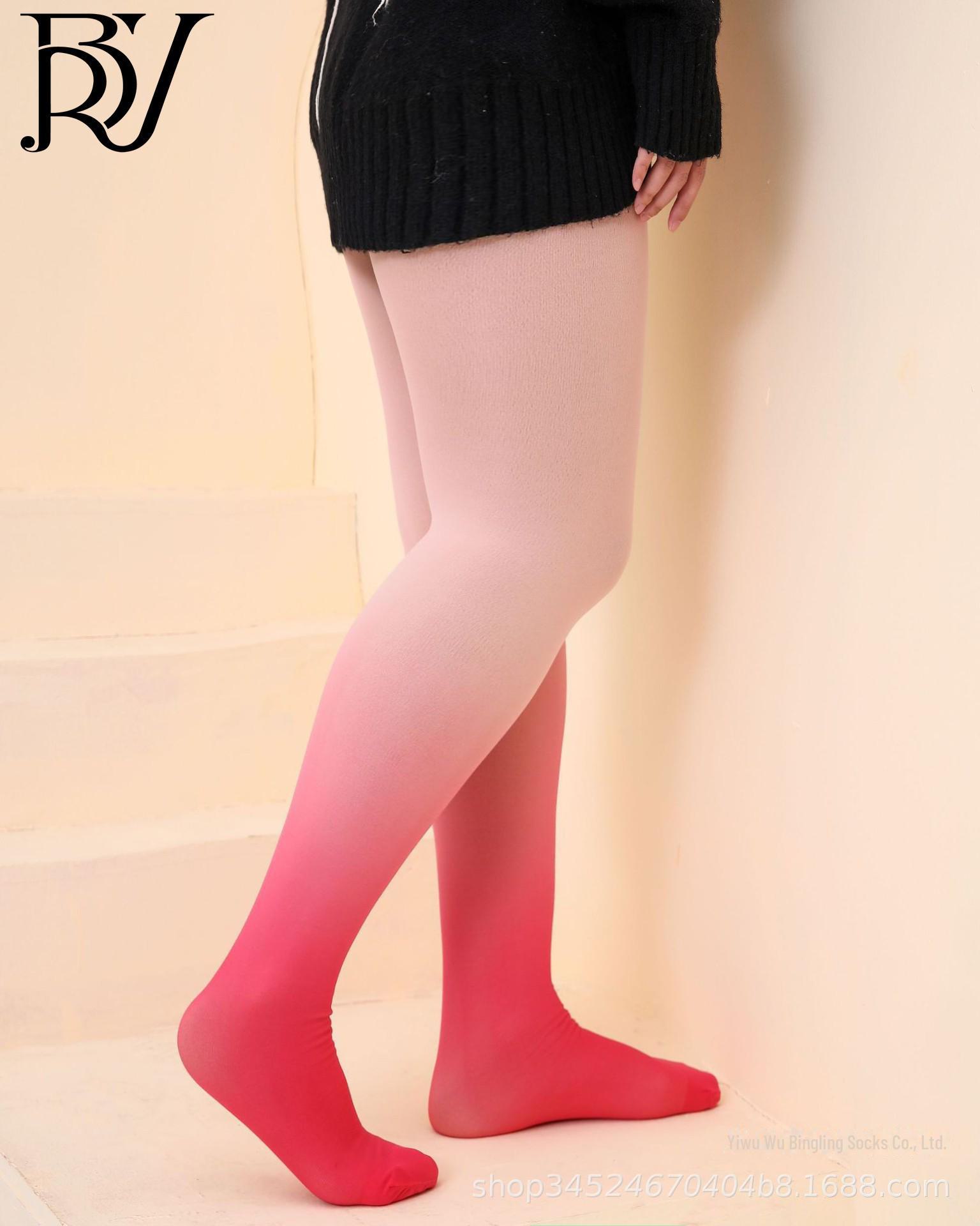 

Тонкие чулки в японском стиле с градиентным цветом, большого размера, с бархатом, контрастными цветами и толстым гусиным пухом для весны, осени и зимы. 160g Full Foot [Plus Size]