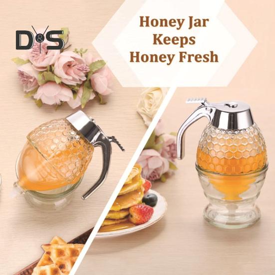 1/2 Stück Honigspender-Vorratsglas mit Ständer, großes Fassungsvermögen, auslaufsicheres Design, BPA-frei, Honigtopf in Wabenform