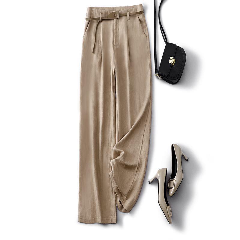 High-Waisted Wide-Leg Cotton-Linen Women s Winter/Autumn Casual Pants S (80-95 lbs)