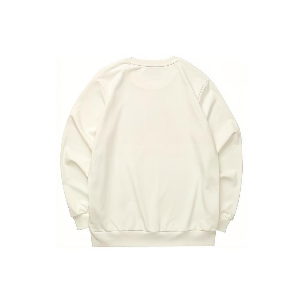 Skechers Letter Print Casual Crew Neck Long Sleeve Sweatshirt Unisex Sweatshirt Cotton-Candy-White L323U075-0074
