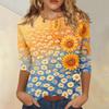 Women Casual Floral Print Round Neck Three Quarter Sleeve Top Lightweight Comfortable Fit Stylish Design Suitable for Everyday Wear