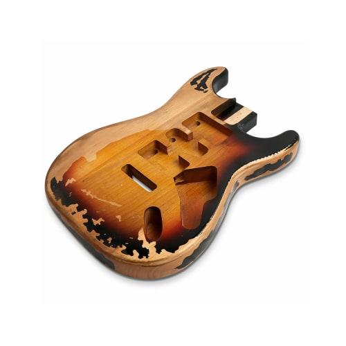 Sunsmile Relic Elektrisk Gitar Kropp ST Stil Nitro Topp Alder Tre DIY Gitar Kropp HSH Relic 3-Tone Sunburst.