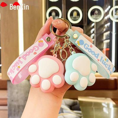 Adorable Cat Paw Keychain & Car Pendant - Cute Bag Charm & Small Gift Ornament for Girls