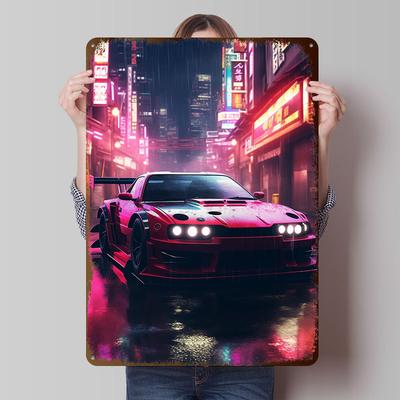 Getuntes Cyberpunk-Autoposter Benutzerdefinierte Wandkunst Vintage-Metallschilder Retro-Blechschild für Man Cave Dekoration Heimdekorationsartikel