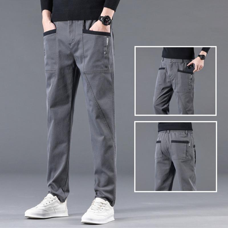 Autumn and Winter New Fashion Trend Slim and Tall Multi-pocket Splicing Business Casual Pants