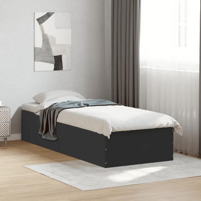 VidaXL Bed Frames Black 90x190 Cm Engineered Wood, Bedroom Furniture, Bed Base, Panel Bed, Bed, Single Bed, 3281064