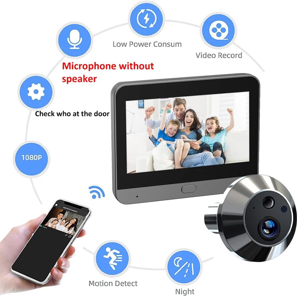 Apartment Door Peephole Camera with Wide Angle Lens & 4 3 Color Screen