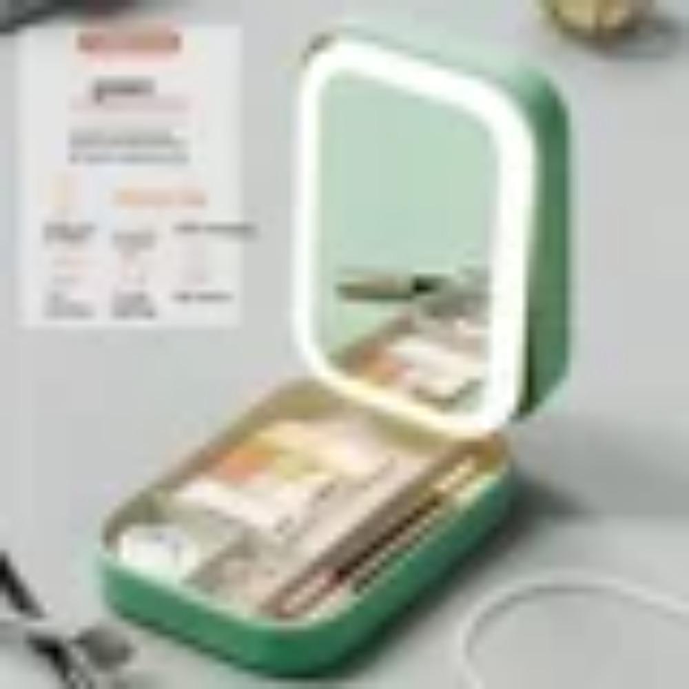 LED Mirror Makeup Storage Box Cosmetics Storage Box Fashion Portable Travel Makeup Bag Simple Makeup Case with Mirror for Woman