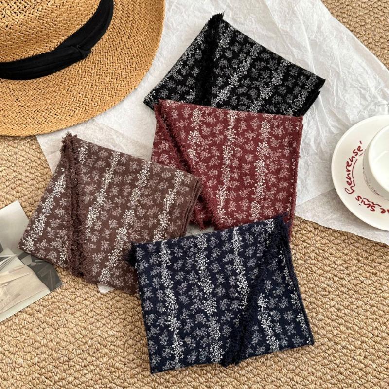 Silk scarf headscarf high-end new retro literary floral scarf scarf shawl triangle scarf waist tie