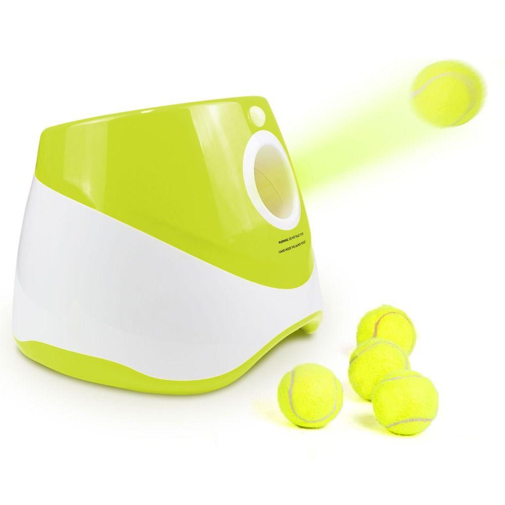 USB Rechargeable Automatic Ball Launcher Adjustable Distance Self-Throwing Pet Throw Machine LED Indicator Tennis Throw Machine