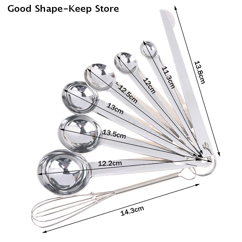 4/6/8Pcs Stainless Steel Measuring Spoon Set with Scale Kitchen Baking Measuring Tools Egg Beater Spoon Cup for Cooking