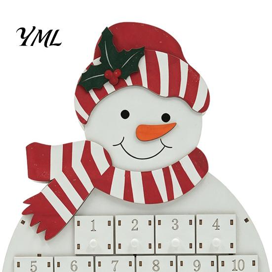 Christmas Advent Calendar Wooden Santa Snowman Calendar, 24-Day Countdown Box with Shop Window Display Numbered Drawers, Tabletop Decor, Candy