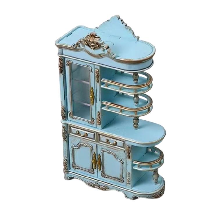 Detailed Miniature Doll House Decoration Screen Cabinet Model Figure With Working Door And Lighting Design for Sand Model