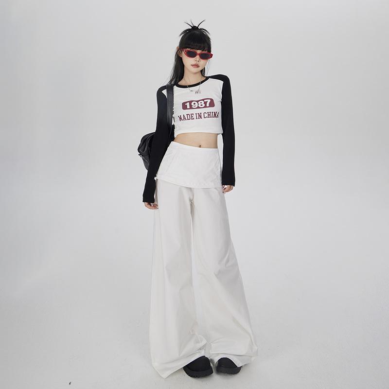 

Американские ретро-брюки с высокой талией и широкими штанинами для женщин с расклешенной юбкой S