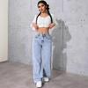 Jeans da Donna in Denim a Vita Alta Gamba Dritta Dolce Piccante - Pantaloni Lunghi Casual Sformati Snellenti