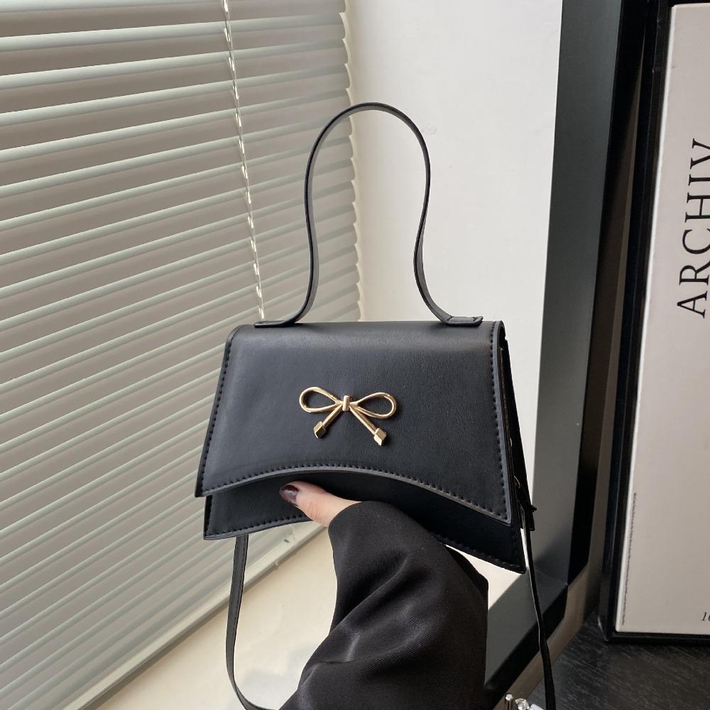 PU Leather Y2k Bow Shoulder Bags Solid Color Women Handbag Fashionable Bowknot Armpit Bag  Lady