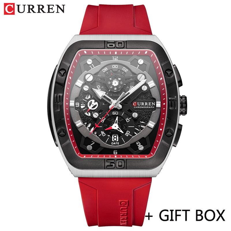 CURREN Man WristWatch Waterproof Chronograph Date Men Watch Military Top Brand Luxury Silicone Original Sport Male Clock 8443