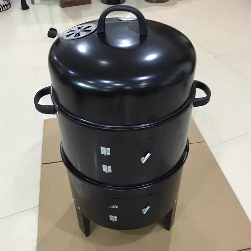 ZISIZ 3-in-1 Round Charcoal BBQ Grill and Smoker