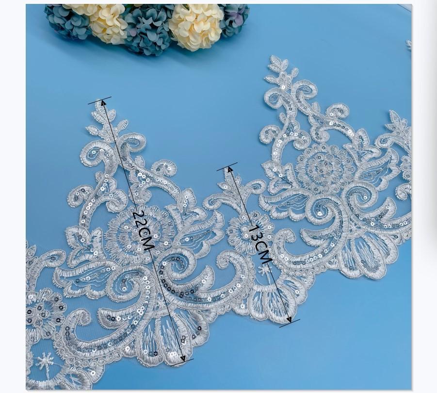 50Yard Car Bone Lace, Wedding Dress Children'S Clothing Accessories, Silver Beads, Three-In-One Lace, Width 22Cm