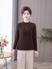 Women's Long-Sleeve Velvet-Lined Warm T-shirt for Middle-Aged & Elderly - Autumn/Winter Layer