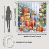 "Yuzhiyu Christmas Gift & Tree Shower Curtain - Polyester, Water-Resistant, 12 Hooks, Machine Washable, Digital Print